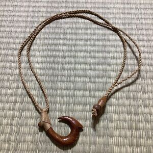 Koa Wood Fish Hook (Makau) Necklace Wooden Hook Pendant Necklace
